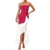imageZESICA Womens 2025 Summer Strapless Bodycon Maxi Dress Ribbed Sexy High Split Mermaid Prom Party DressesRose