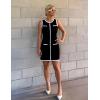 imageZESICA Womens 2025 Summer Sleeveless Mini Dress Crewneck Button Knit Color Block Bodycon Party Short Dresses with PocketsDim