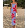 imageZESICA Womens Summer Bodycon Maxi Dresses 2025 Floral Spaghetti Strap Square Neck Sleeveless Boho Beach Long DressesDusty Blue