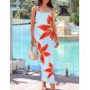 imageZESICA Womens Summer Bodycon Maxi Dresses 2025 Floral Spaghetti Strap Square Neck Sleeveless Boho Beach Long DressesLight Blue