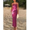 imageZESICA Womens Summer Bodycon Maxi Dresses 2025 Floral Spaghetti Strap Square Neck Sleeveless Boho Beach Long DressesPurple Red