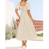 imageZESICA Womens Summer Boho Floral Midi Dress 2025 Casual Short Sleeve Square Neck Flowy Beach Vacation Long DressApricot