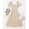 imageZESICA Womens Summer Boho Floral Midi Dress 2025 Casual Short Sleeve Square Neck Flowy Beach Vacation Long DressApricot