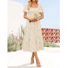imageZESICA Womens Summer Boho Floral Midi Dress 2025 Casual Short Sleeve Square Neck Flowy Beach Vacation Long DressApricot
