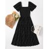 imageZESICA Womens Summer Boho Floral Midi Dress 2025 Casual Short Sleeve Square Neck Flowy Beach Vacation Long DressBlack