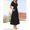 imageZESICA Womens Summer Boho Floral Midi Dress 2025 Casual Short Sleeve Square Neck Flowy Beach Vacation Long DressBlack