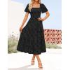 imageZESICA Womens Summer Boho Floral Midi Dress 2025 Casual Short Sleeve Square Neck Flowy Beach Vacation Long DressBlack