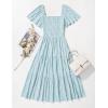 imageZESICA Womens Summer Boho Floral Midi Dress 2025 Casual Short Sleeve Square Neck Flowy Beach Vacation Long DressBlue
