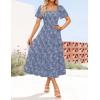 imageZESICA Womens Summer Boho Floral Midi Dress 2025 Casual Short Sleeve Square Neck Flowy Beach Vacation Long DressDustyblue