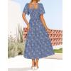 imageZESICA Womens Summer Boho Floral Midi Dress 2025 Casual Short Sleeve Square Neck Flowy Beach Vacation Long DressDustyblue