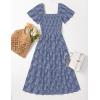 imageZESICA Womens Summer Boho Floral Midi Dress 2025 Casual Short Sleeve Square Neck Flowy Beach Vacation Long DressDustyblue