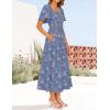 imageZESICA Womens Summer Boho Floral Midi Dress 2025 Casual Short Sleeve Square Neck Flowy Beach Vacation Long DressDustyblue
