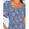 imageZESICA Womens Summer Boho Floral Midi Dress 2025 Casual Short Sleeve Square Neck Flowy Beach Vacation Long DressDustyblue