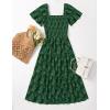 imageZESICA Womens Summer Boho Floral Midi Dress 2025 Casual Short Sleeve Square Neck Flowy Beach Vacation Long DressGreen