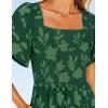 imageZESICA Womens Summer Boho Floral Midi Dress 2025 Casual Short Sleeve Square Neck Flowy Beach Vacation Long DressGreen