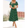 imageZESICA Womens Summer Boho Floral Midi Dress 2025 Casual Short Sleeve Square Neck Flowy Beach Vacation Long DressGreen