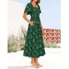 imageZESICA Womens Summer Boho Floral Midi Dress 2025 Casual Short Sleeve Square Neck Flowy Beach Vacation Long DressGreen