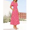 imageZESICA Womens Summer Boho Floral Midi Dress 2025 Casual Short Sleeve Square Neck Flowy Beach Vacation Long DressHotpink