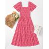 imageZESICA Womens Summer Boho Floral Midi Dress 2025 Casual Short Sleeve Square Neck Flowy Beach Vacation Long DressHotpink
