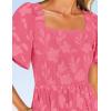 imageZESICA Womens Summer Boho Floral Midi Dress 2025 Casual Short Sleeve Square Neck Flowy Beach Vacation Long DressHotpink