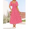 imageZESICA Womens Summer Boho Floral Midi Dress 2025 Casual Short Sleeve Square Neck Flowy Beach Vacation Long DressHotpink