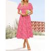 imageZESICA Womens Summer Boho Floral Midi Dress 2025 Casual Short Sleeve Square Neck Flowy Beach Vacation Long DressHotpink
