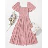 imageZESICA Womens Summer Boho Floral Midi Dress 2025 Casual Short Sleeve Square Neck Flowy Beach Vacation Long DressPink