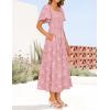 imageZESICA Womens Summer Boho Floral Midi Dress 2025 Casual Short Sleeve Square Neck Flowy Beach Vacation Long DressPink