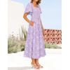 imageZESICA Womens Summer Boho Floral Midi Dress 2025 Casual Short Sleeve Square Neck Flowy Beach Vacation Long DressPurple
