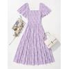 imageZESICA Womens Summer Boho Floral Midi Dress 2025 Casual Short Sleeve Square Neck Flowy Beach Vacation Long DressPurple