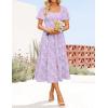 imageZESICA Womens Summer Boho Floral Midi Dress 2025 Casual Short Sleeve Square Neck Flowy Beach Vacation Long DressPurple