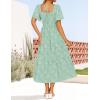 imageZESICA Womens Summer Boho Floral Midi Dress 2025 Casual Short Sleeve Square Neck Flowy Beach Vacation Long DressSage
