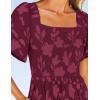 imageZESICA Womens Summer Boho Floral Midi Dress 2025 Casual Short Sleeve Square Neck Flowy Beach Vacation Long DressWine