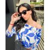 imageZESICA Womens Summer Off Shoulder Tops 2025 Floral Chiffon Long Sleeve Loose Dressy Casual Shirts BlousesBlue