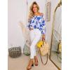 imageZESICA Womens Summer Off Shoulder Tops 2025 Floral Chiffon Long Sleeve Loose Dressy Casual Shirts BlousesBlue