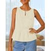imageZESICA Womens Summer Sleeveless Tank Tops Crewneck Tie Front Loose Flowy Ruffle Peplum Babydoll BlousesApricot