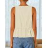 imageZESICA Womens Summer Sleeveless Tank Tops Crewneck Tie Front Loose Flowy Ruffle Peplum Babydoll BlousesApricot