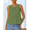 imageZESICA Womens Summer Sleeveless Tank Tops Crewneck Tie Front Loose Flowy Ruffle Peplum Babydoll BlousesArmygreen