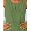 imageZESICA Womens Summer Sleeveless Tank Tops Crewneck Tie Front Loose Flowy Ruffle Peplum Babydoll BlousesArmygreen