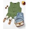 imageZESICA Womens Summer Sleeveless Tank Tops Crewneck Tie Front Loose Flowy Ruffle Peplum Babydoll BlousesArmygreen