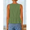 imageZESICA Womens Summer Sleeveless Tank Tops Crewneck Tie Front Loose Flowy Ruffle Peplum Babydoll BlousesArmygreen