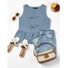 imageZESICA Womens Summer Sleeveless Tank Tops Crewneck Tie Front Loose Flowy Ruffle Peplum Babydoll BlousesDustyblue