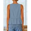 imageZESICA Womens Summer Sleeveless Tank Tops Crewneck Tie Front Loose Flowy Ruffle Peplum Babydoll BlousesDustyblue