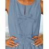 imageZESICA Womens Summer Sleeveless Tank Tops Crewneck Tie Front Loose Flowy Ruffle Peplum Babydoll BlousesDustyblue