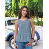 imageZESICA Womens Summer Sleeveless Tank Tops Crewneck Tie Front Loose Flowy Ruffle Peplum Babydoll BlousesDustyblue