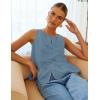 imageZESICA Womens Summer Sleeveless Tank Tops Crewneck Tie Front Loose Flowy Ruffle Peplum Babydoll BlousesDustyblue