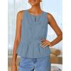 imageZESICA Womens Summer Sleeveless Tank Tops Crewneck Tie Front Loose Flowy Ruffle Peplum Babydoll BlousesDustyblue