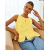 imageZESICA Womens Summer Sleeveless Tank Tops Crewneck Tie Front Loose Flowy Ruffle Peplum Babydoll BlousesYellow