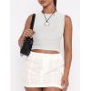 imageZESICA Womens Summer Tank Tops 2025 Sleeveless Crewneck Knit Slim Fitted Side Ruched Casual Basic ShirtIvory