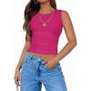 imageZESICA Womens Summer Tank Tops 2025 Sleeveless Crewneck Knit Slim Fitted Side Ruched Casual Basic ShirtRose